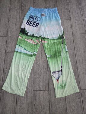 Brief Insanity Men's Golf Lounge Pants Blue Green Graphic Size Medium